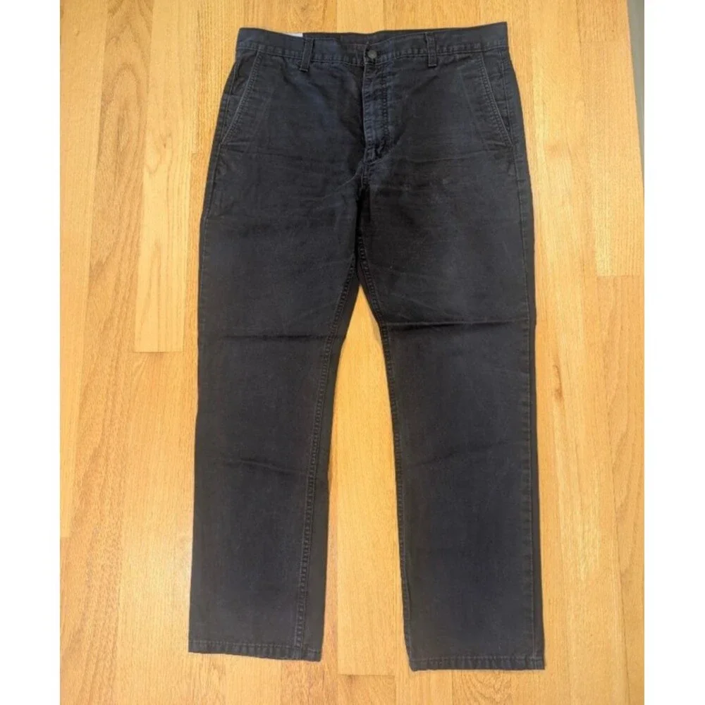 Levi's Mens Chino Pants W36 L30 Black Straight Leg Flat Front Cotton Casual